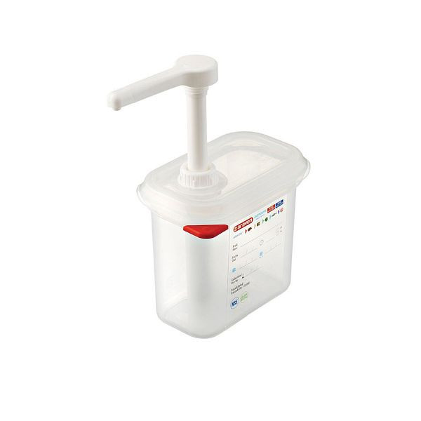 Araven pump dispenser GN 1/9 tillverkad av polypropen, kapacitet 1,5 L, GN1619190