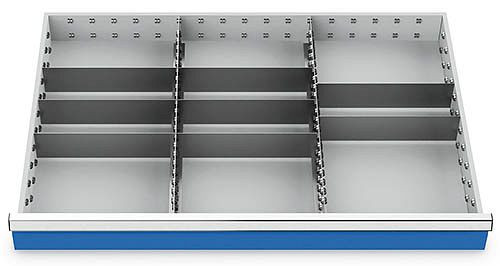 Bedrunka+Hirth lådinsatser T736 R 36-24, för panelhöjd 75 mm, 2 x MF 600 mm, 8 x TW 300 mm, 166BLH75