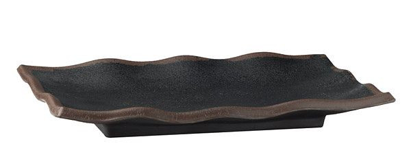 APS bricka -MARONE-, 27,5 x 11 cm, höjd: 2 cm, melamin, svart, med brun kant, 84105