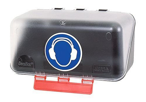 DENIOS minibox för förvaring av hörselskydd, transparent, 116-479