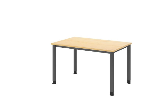 Hammerbacher skrivbord HS12, 120 x 80 cm, ovansida: lönn, 25 mm tjock, 4-fots ram i grafit, arbetshöjd 68,5-81 cm, VHS12/3/G