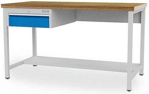 Bedrunka+Hirth arbetsbord, bredd 2000 mm, med hängande lådblock, 03.19.31VA