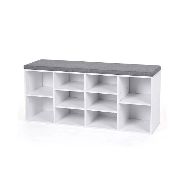 VASAGLE Vadderad skobänk vit-grå, 104x30x48 cm, LHS10WT
