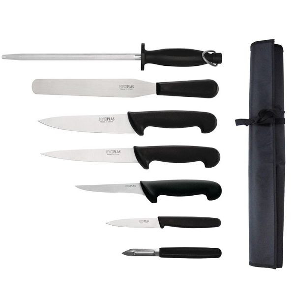Hygiplas 7-delad knivset med 20 cm kockkniv och väska, F222