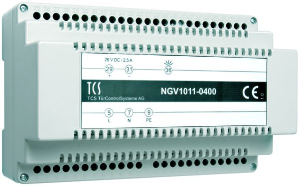TCS DC-strömförsörjningsenhet för matning av DC-spänning 26 V DC, DIN-skena 8 TE, NGV1011-0400