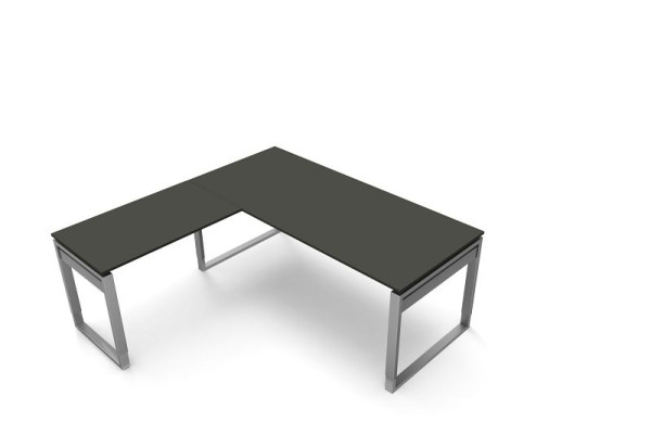 Kerkmann skrivbord B 1800 x D 800 x H 680-820 mm med förlängningsbord, form 5, färg: antracit, 11405913