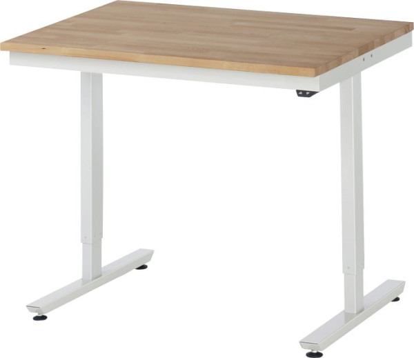 RAU arbetsbord serie adlatus 150 (elektriskt höj- och sänkbar), bänkskiva i massiv bok, 1000x720-1120x800 mm, 08-AT-100-080-B