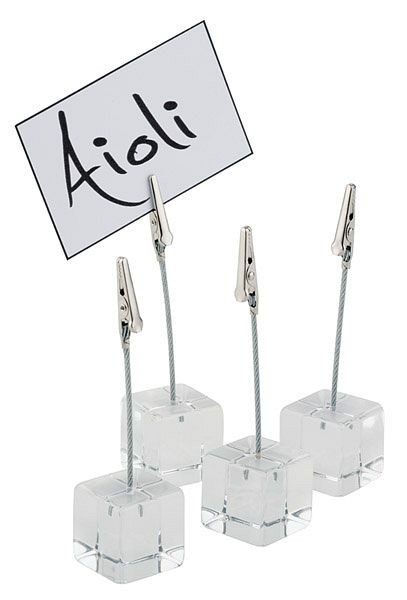 APS-korthållare, set om 4, 3 x 3 cm, höjd: 12 cm, akryl, inklusive 20 white label-kort, 00074