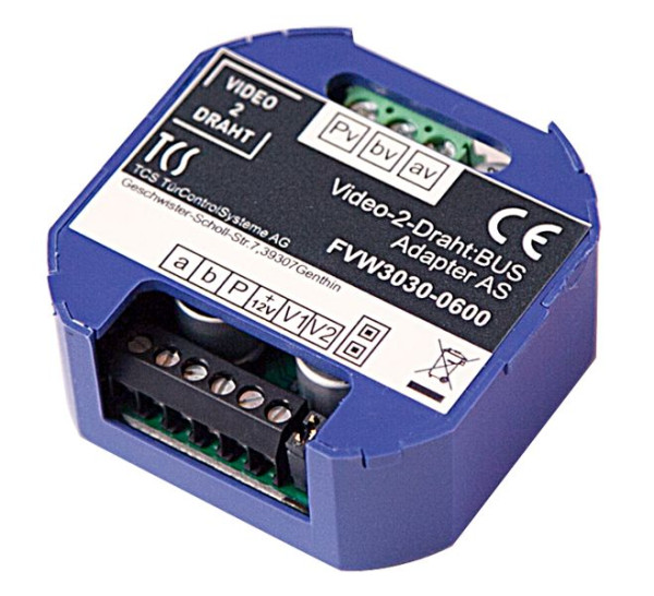 TCS video 2-tråds:BUS-adapter för koppling av videofrontstationer i 6-trådsteknik till video 2-tråds:BUS, FVW3030-0600