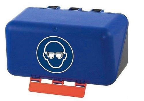 DENIOS minibox för förvaring av ögonskydd, blå, 116-475