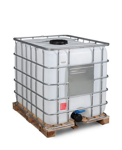 DENIOS Recobulk IBC-container, träpall, 1000 l, öppning NW225, utlopp NW80, 266-178