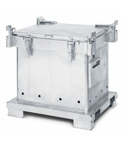 DENIOS ASP-behållare för uppsamling/transport av tomma aerosolburkar, 800 l, varmförzinkad, 208-417