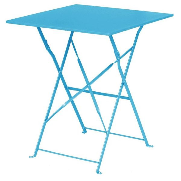 Bolero fyrkantigt fällbart uteplatsbord stål azurblått 60cm, GK985