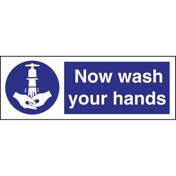 Vogue-skylt &quot;Now wash your hands&quot; Jetzt handwaschen, L957