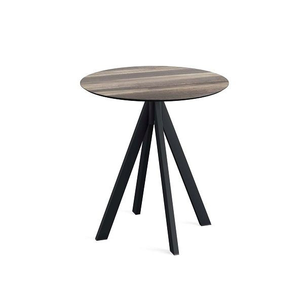 VEBA Infinity uteplatsbord svart stomme + Tropical Wood HPL Ø70 cm, 120011270