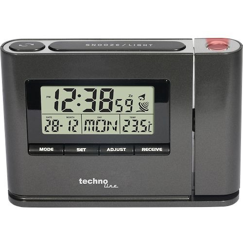 Technoline radiostyrd väckarklocka, projektionsväckarklocka, mått: 129 x 92 x 34 mm, WT 519