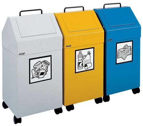 DENIOS AB 45-F brandskyddande återvinningskärl, hållare för soppåsar, mobil, grå, 137-204