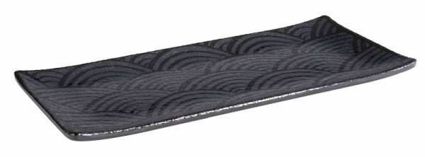 APS bricka -DARK WAVE-, 23 x 10,5 cm, höjd: 1,5 cm, melamin, insida: dekor, utsida: svart, 84905