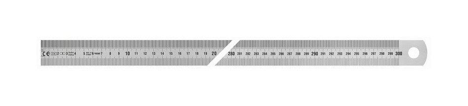 Vogel Germany stållinjal, typ B, 3000 x 30 x 1,0 mm, avläsning från vänster till höger, 1018020300