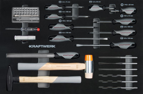 Kraftwerk BASIC LINE EVA skruvmejsel och slagverktygsbricka, 60x40 cm, 49 stycken, 105.102.018