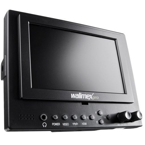 Walimex pro LCD-skärm Cineast I 12,7 cm 5 tums video DSLR Full HD, solskydd, batterihållare, nätaggregat, batteri, 18682