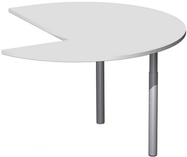 geramöbel påbyggnadsbord trekvartscirkel vänster med stödfötter, höj- och sänkbar, 1200x1200x680-820, ljusgrå/silver, N-657011-LS