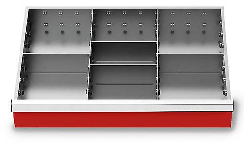 Bedrunka+Hirth metallavdelare set 6 delar, R 24-16, panelhöjd 75 mm, mått i mm (BxDxH): 600 x 400 x 75, 168-145-75