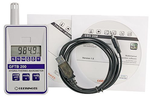 Greisinger GFTB 200-KIT hygro/termo/barometer med USB-gränssnittssats, 600890