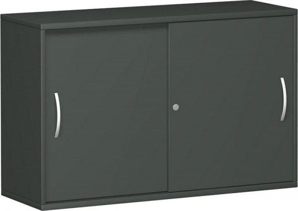 geramöbel skjutdörrsskåp med mittpanel, 2 dekorativa hyllor, låsbar, 1200x425x768, grafit/grafit, N-10S212-GG