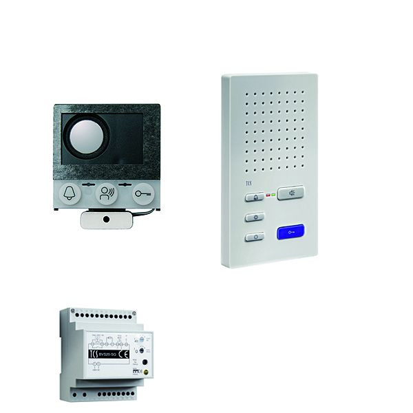 TCS audio:pack installation för 1 bostadsenhet, med inbyggd högtalare ASI12000 + 3x handsfree högtalare ISW3030 + kontrollenhet BVS20, PAIF010/004