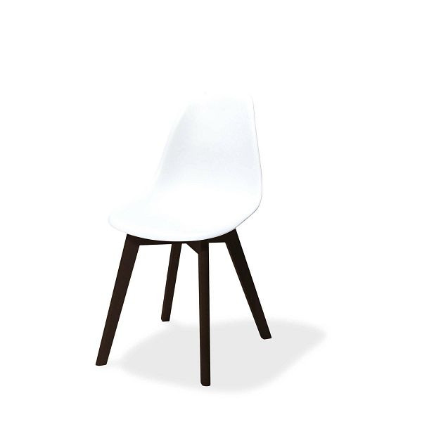 VEBA Keeve staplingsstol vit utan armstöd, ram i mörk björk och sits i plast, 47 x 53 x 83 cm (BxDxH), 505FD01SW