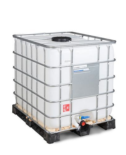 DENIOS Recobulk IBC-container, träpall, 1000 l, öppning NW225, utlopp NW50, 266-177
