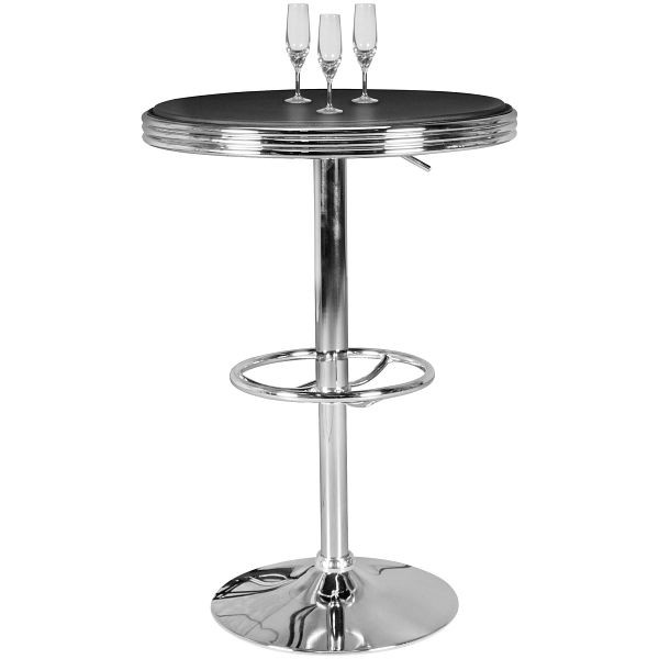 Wohnling American Diner barbord Elvis runt Ø 60 cm fodral i aluminium konstläder svart/silver, WL5.113