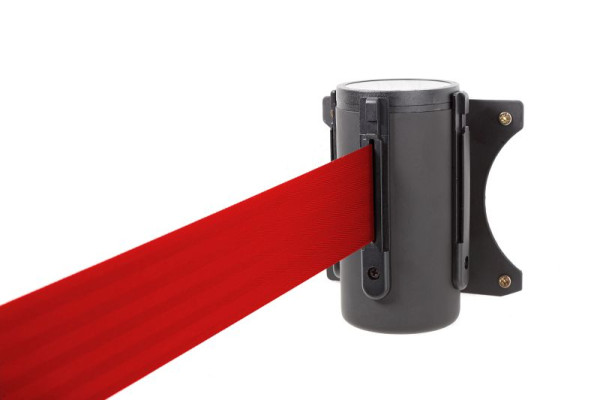 ALLROUNDLINE spärrtejp, väggfäste med bälte, hölje: svart / bälte: rött, ALW-10-3.0-0010