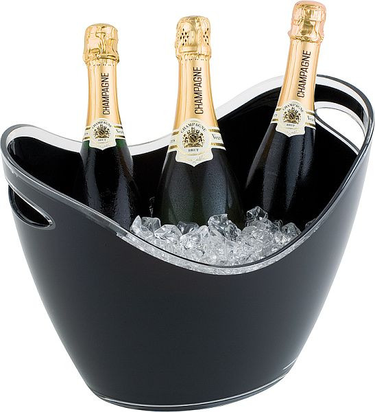 APS vin/champagnekylare, 35 x 27 cm, höjd: 25,5 cm, MS, svart, 6 liter, med 2 sidoöppningar, lämplig för flera flaskor, 36054