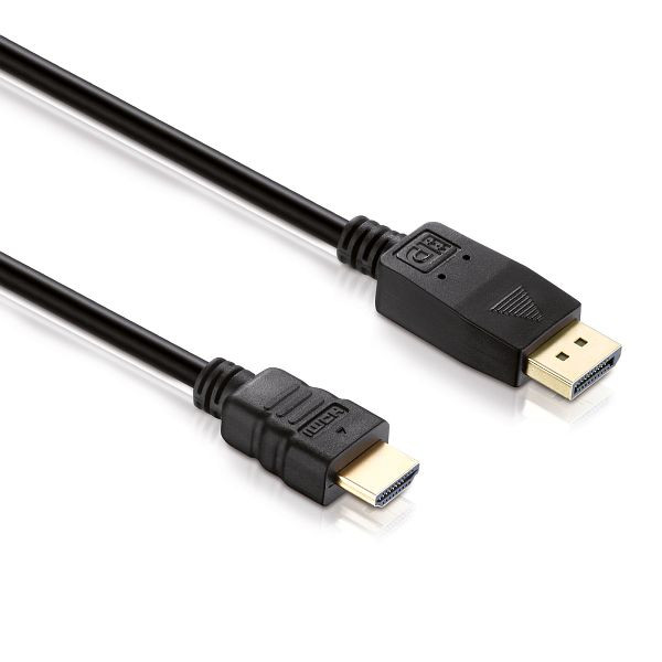 Helos anslutningskabel, DisplayPort-kontakt/HDMI-kontakt, BASIC, 1,0 m, svart, 118876