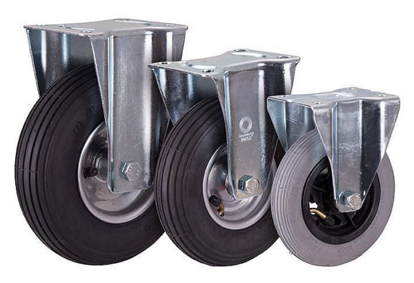 VARIOfit fast hjul med pneumatiska däck, 150 x 30 mm, grå, på stålfälg, bpl-150.001