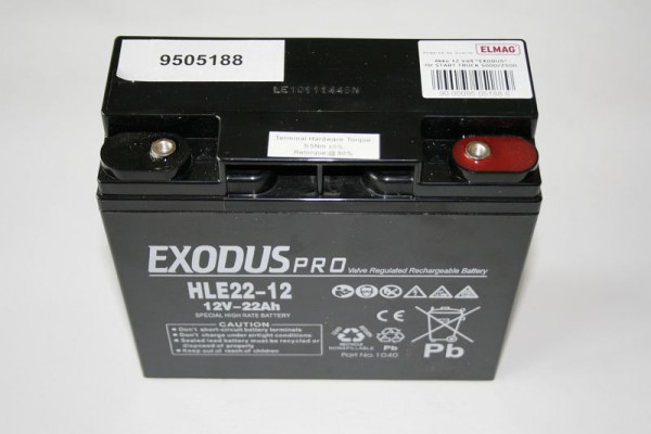 ELMAG batteri 12 volt 'EXODUS' för START TRUCK 5000/2500 (2200/4400) (2x) och START BOOSTER 2500 (2200) (1x), 9505188