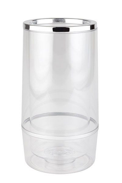 APS flaskkylare, utvändig Ø 12 cm, höjd: 23 cm, PS, transparent, insida Ø 10 cm, dubbelväggig, kant-/ringförkromad, 36032