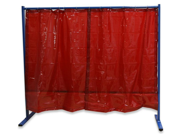 ELMAG svetsskyddsvägg, 1 stycke, med foliegardin, röd, DIN EN 1598, bredd: 2,1m, höjd: 1,83m, markfrigång: 165 mm, 57253