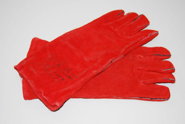 ELMAG blästringshandskar, rött läder, 5 fingrar, robusta och smidiga, 21565