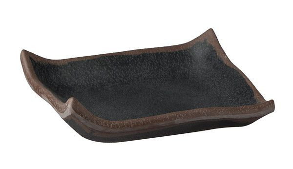 APS bricka -MARONE-, 14,5 x 14,5 cm, höjd: 2 cm, melamin, svart, med brun kant, 84103