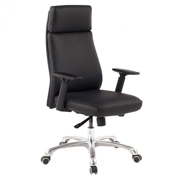 Amstyle kontorsstol Porto äkta läder svart ergonomisk med nackstöd, SPM1.800