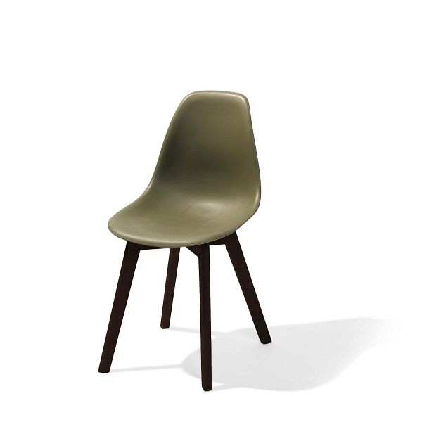 VEBA Keeve staplingsstol grön utan armstöd, ram i mörk björkträ och plastsits, 47 x 53 x 83 cm (BxDxH), 505FD01SDG