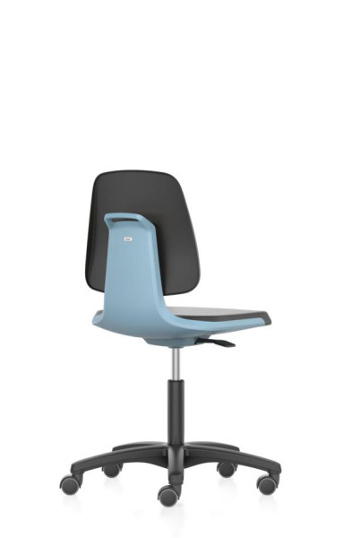 bimos arbetsstol Labsit med hjul, sits H.450-650 mm, konstläder, blått sittskal, 9123-MG01-3277