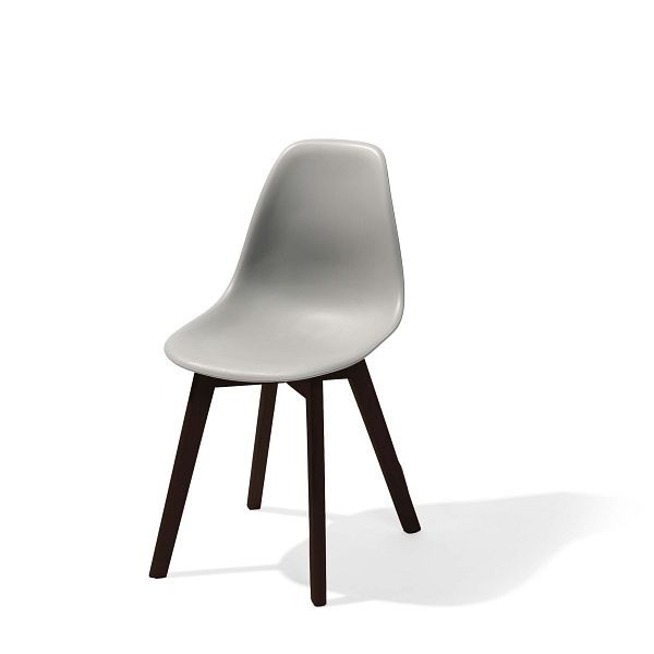 VEBA Keeve staplingsstol grå utan armstöd, ram i mörk björkträ och plastsits, 47 x 53 x 83 cm (BxDxH), 505FD01SG