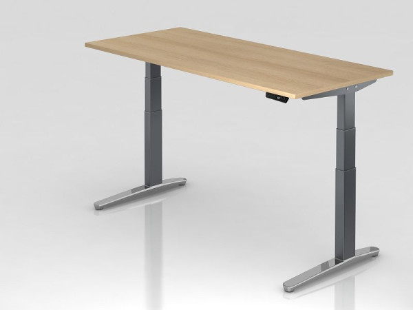 Hammerbacher elektriskt sitt-stå skrivbord 180x80cm ek/grafit, polerad, rektangulär form, VXBHM19/E/GC