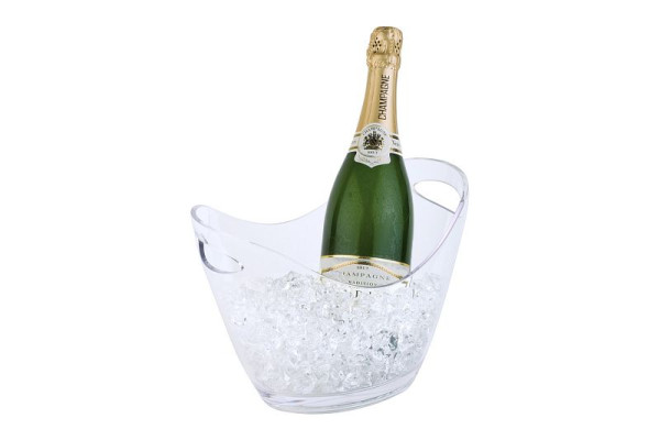APS vin/champagnekylare, 27 x 20 cm, höjd: 21 cm, MS, kristallklar, 3 liter, med 2 sidoöppningar, för en flaska, 36052