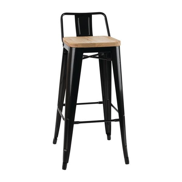 Bolero Bistro högstångsstol med träsits svart (4 st), FB623