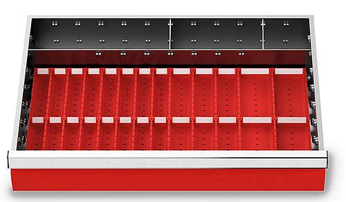 Bedrunka+Hirth lådinsatser T500 R 24-16, för panelhöjd 100 mm, 37 st, 168-130